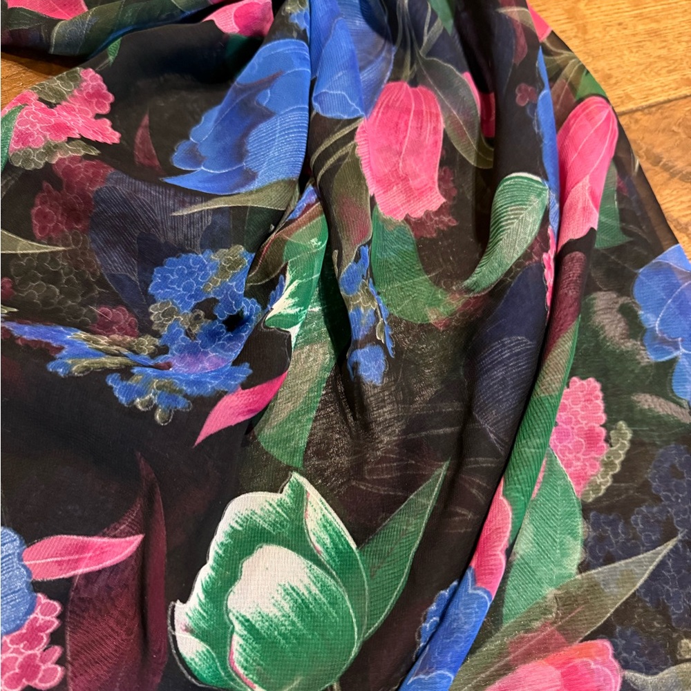 Vintage Floral Gauzy Scarf